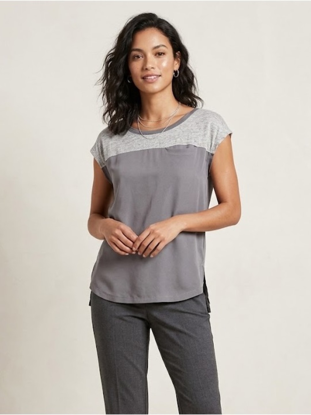 Banana Republic Mixed Media Linen Blend Top | Size Small